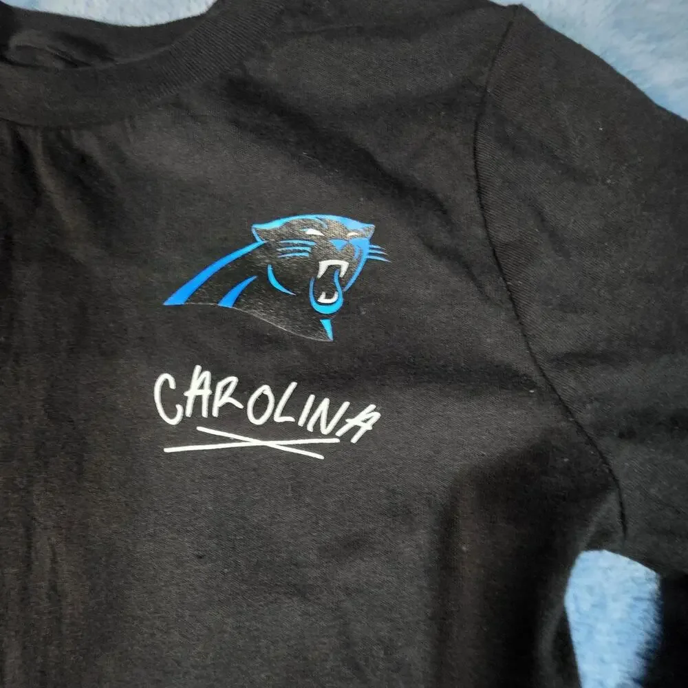 Carolina Panthers NFL Youth L 7 Long Sleeve Shirt Black Graphic NWT